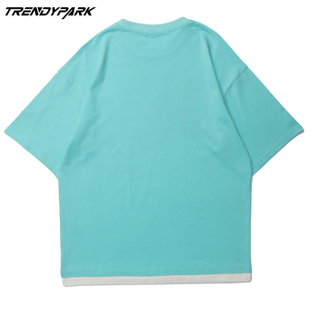 Men's T-shirt Twisted Letters Printed Summer Short Sleeve Tee Oversized Cotton Casual Harajuku Streetwear Top Tshirts Clothing 210601