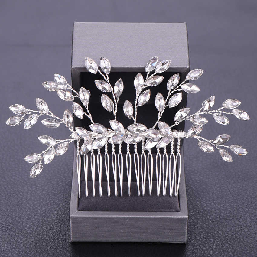 Women Hair Combs Wedding Hair Accessories Tiara Pearl Rhinestone Silver Color Bridal Hair Ornament Flower Head Jewelry Headband X0625