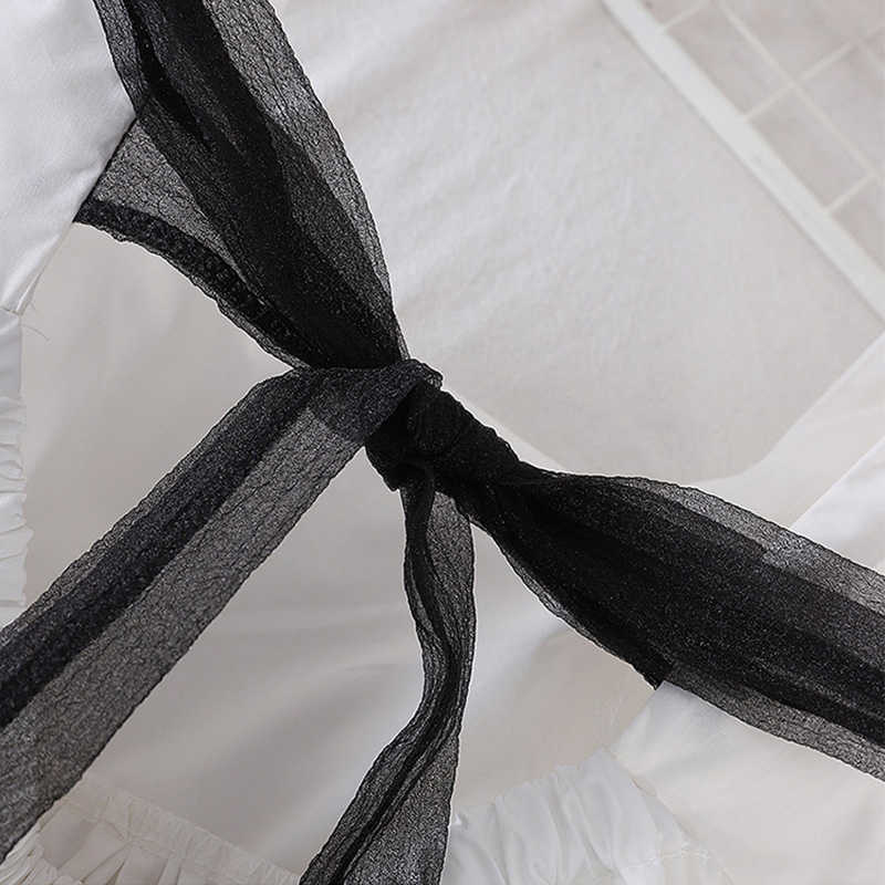 LY VAREY LIN Summer Women Fashion Solid Color White Black Sleeveless Medium Long Dress Female Casual High Waist Bow Vest 210526