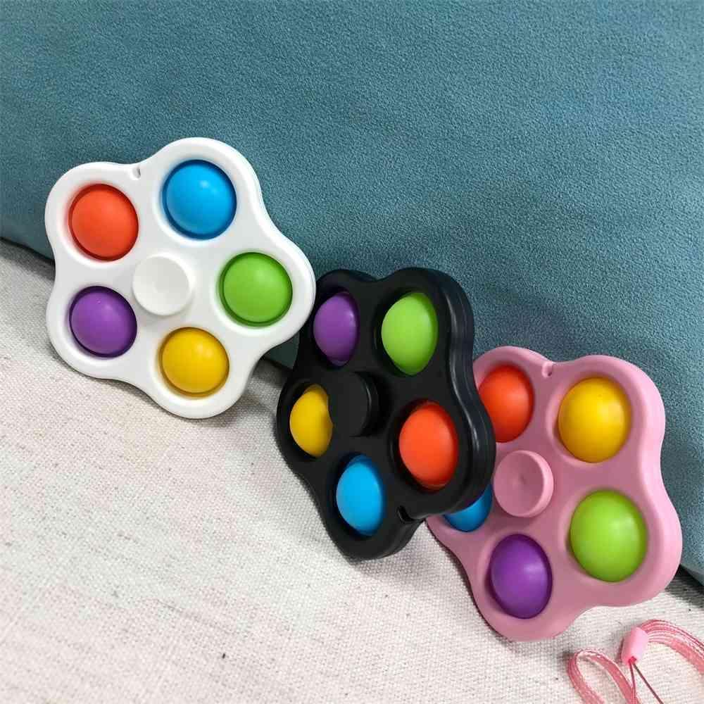 DHL Free With Lanyard Fidget Simple Dimple Toys Bubble Key Ring Push Spinner Board Stress Relief Decompression Finger Bubbles