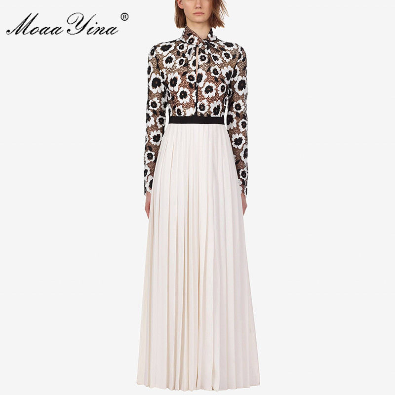 Fashion Designer Runway dress Autumn Women Dress Turtleneck Long sleeve Floral Hollow Out Patchwork Maxi Dresses 210524, Beige
Fashion Designer Runway dress Autumn Women Dress Turtleneck Long sleeve Floral Hollow Out Patchwork Maxi Dresses 210524, Beige