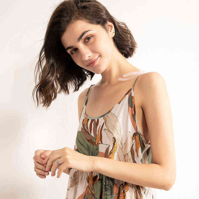 SPRING & FALL Ladies Pajamas Set Cartoon Banana Leaves Printed Women Comfort Loose Homewear Large Size Femme Sleepwaear 211118