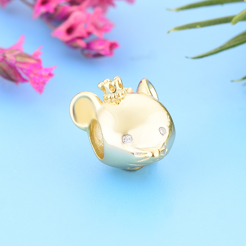 Fit Original Pandora Charm Bracelet Authentic 925 Sterling Silver Gold Animals OX Monkey Dog 12 Zodiac Beads For Making Berloque