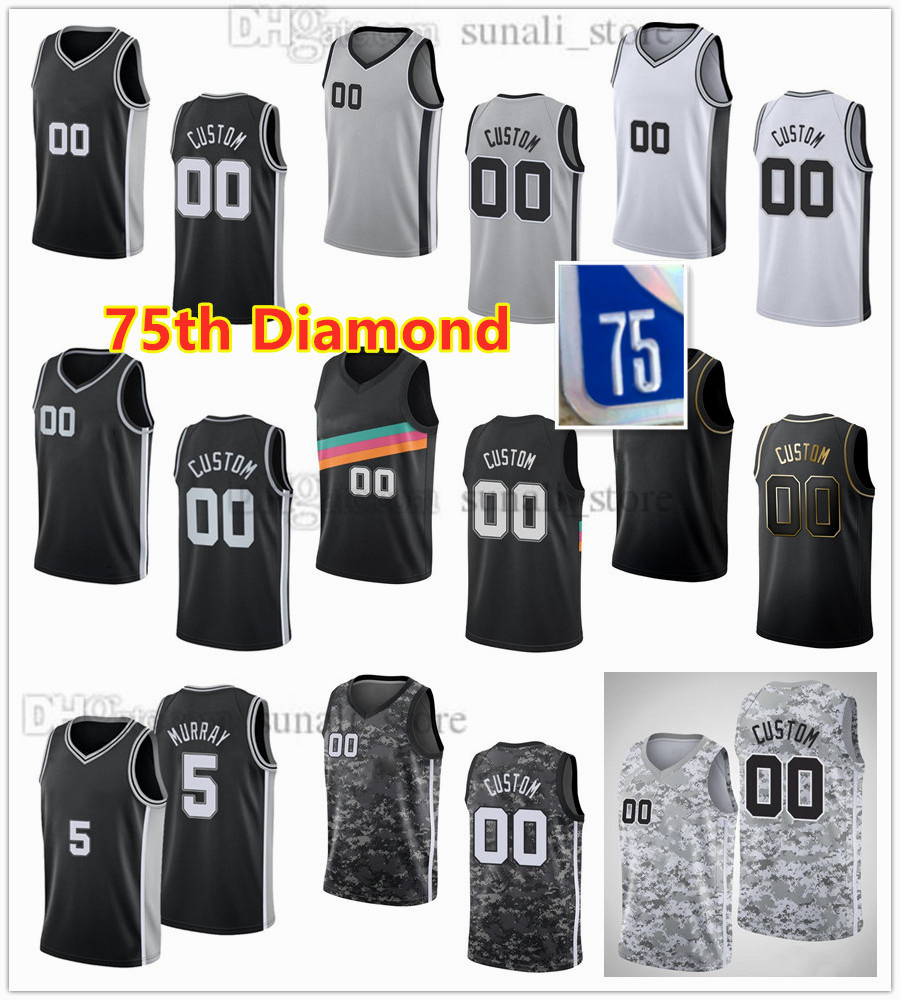 75th Diamond Basketball Jerseys Derrick White 4 Dejounte Murray 5 Keldon Johnson 3 Doug McDermott 17 Jakob Poeltl Devin Vassell Joshua Primo 1 Lonnie Walker IV Print, Camo
75th Diamond Basketball Jerseys Derrick White 4 Dejounte Murray 5 Keldon Johnson 3 Doug McDermott 17 Jakob Poeltl Devin Vassell Joshua Primo 1 Lonnie Walker IV Print, Camo