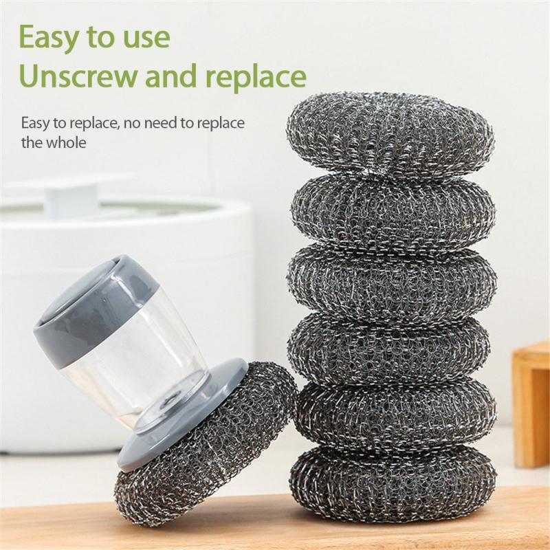 Multifunctional Pressing Cleaning Brush Built-in Liquid Storage Tank Kitchen Dishwashing Pot Brush Kitchen Cleaning Tool