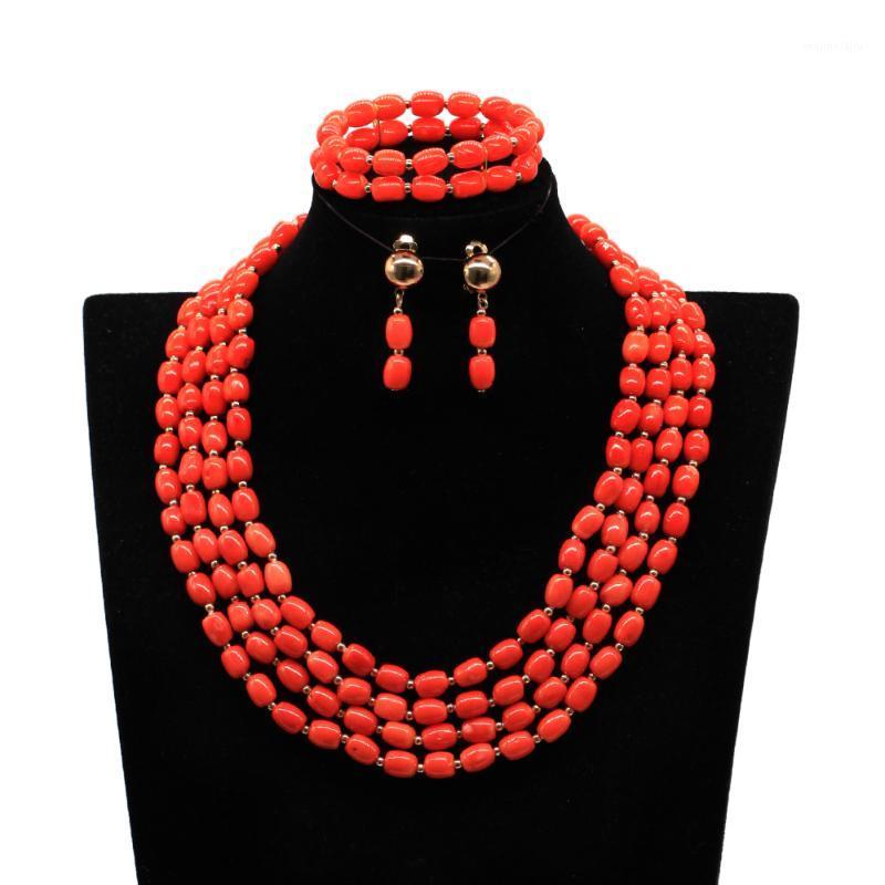 Earrings & Necklace Glossy Red Cylinder Beads 3 Layers Bracelet Drop Set Gold Accessorise African Wedding Plastice Jewelry FT104, As pic
Earrings & Necklace Glossy Red Cylinder Beads 3 Layers Bracelet Drop Set Gold Accessorise African Wedding Plastice Jewelry FT104, As pic