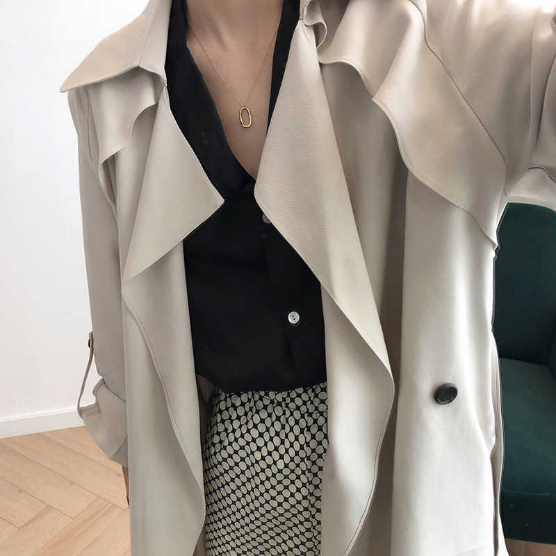Spring Women's Trench Coat Casual Long Sleeve Sashes Vintage Slim Loose White Lady Elegant Woman Clothing Coats Outwear 210820