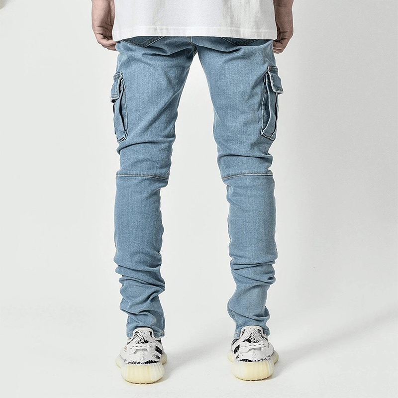 Men Slim Fit Jeans 7 Pockets Stretch Skinny Denim Pencil Pants Fashion