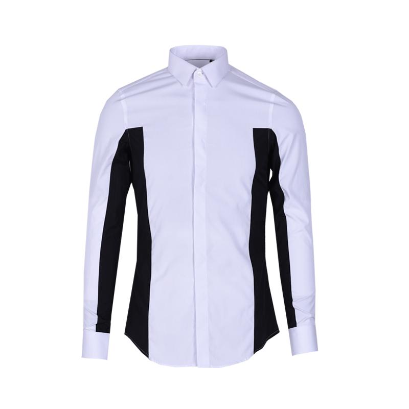 S-6XL 2021 Men's Clothing Hair Stylist GD Fashion Black-and-white Stitched Shirts Shirt Coat Plus Size Costumes Casual