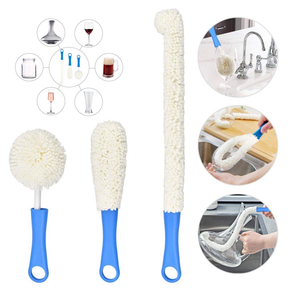 Soft Foam Wine Bottle Brush For Decanter Cups Flexible Dust Cleaning Brush Win Bar Set Cleaner Glass Brush