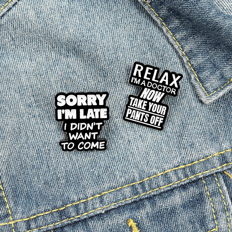 Enamel Brooches Pin for Women Fashion Dress Coat Shirt Demin Metal Funny Brooch Pins Badges Promotion Gift Black Letter I Am Late, Gray
Enamel Brooches Pin for Women Fashion Dress Coat Shirt Demin Metal Funny Brooch Pins Badges Promotion Gift Black Letter I Am Late, Gray