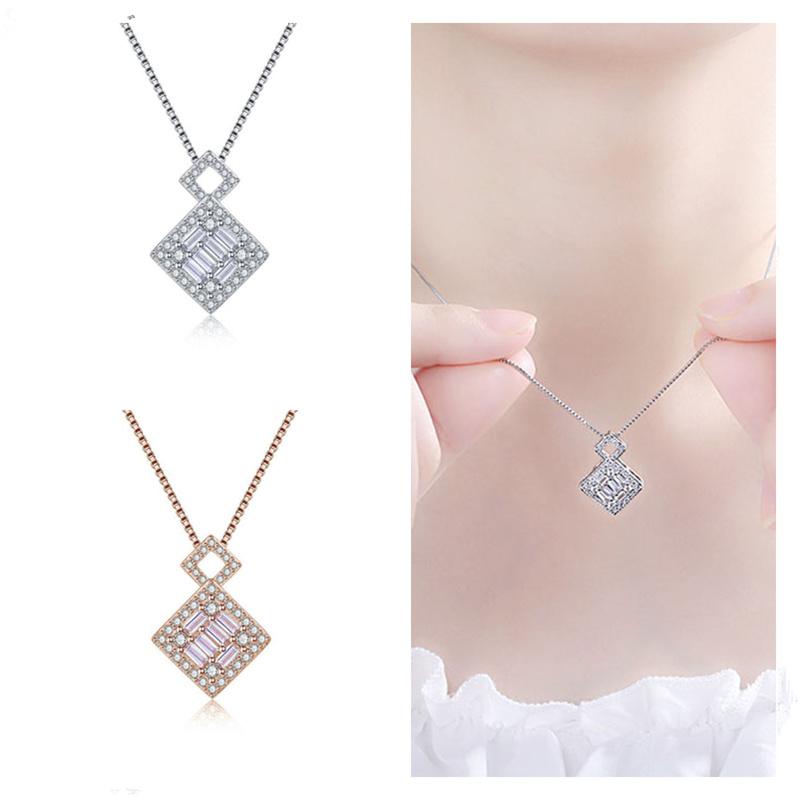 Pendant Necklaces Shiny Crystal Square Necklace For Women Clavicle Accessories Trendy Rose Gold Girls Choker Silver Plated Chain On Neck
Pendant Necklaces Shiny Crystal Square Necklace For Women Clavicle Accessories Trendy Rose Gold Girls Choker Silver Plated Chain On Neck