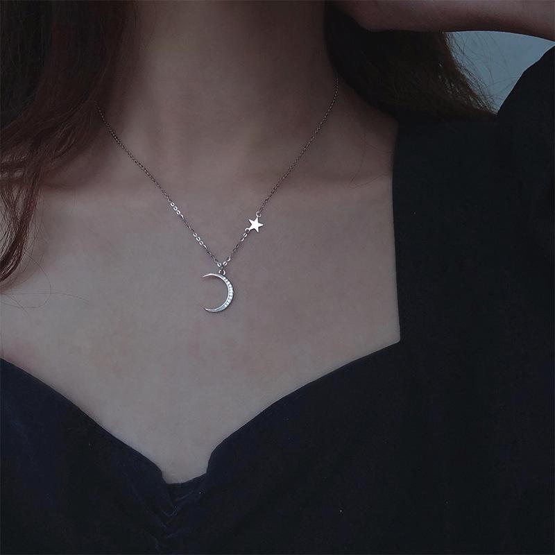 Real Silver 925 Sterling Personality Fashion Moon Star Shine Crystal Necklace For Women Romantic Wedding Chains
Real Silver 925 Sterling Personality Fashion Moon Star Shine Crystal Necklace For Women Romantic Wedding Chains
