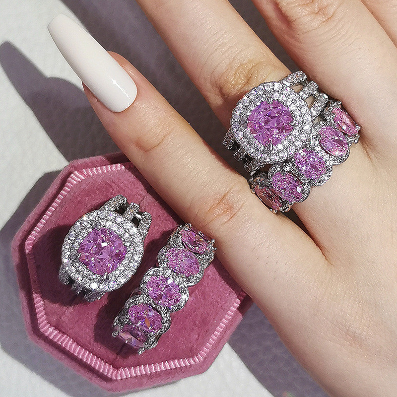 Handmade Wedding Rings: Sterg Sier Multi-Color Cubic Zirconia Eternity Bridal Set