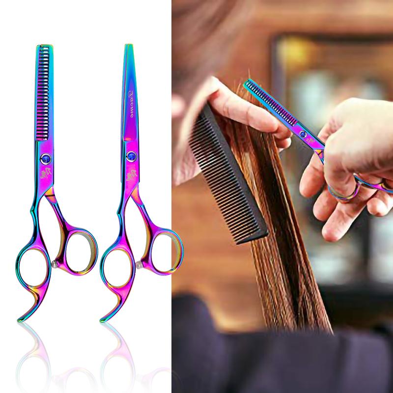 Hair Scissors 6 Inch Barber Professional Hairdressing Cutting Styling Steel Thinning Scissor Straight Barbershop Salon Set