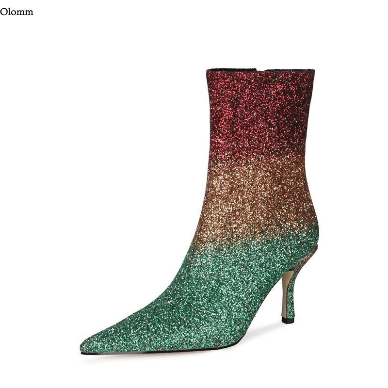 Boots Olomm 2021 Women Ankle 8.5cm Thin Heels Pointed Toe Gorgeous Glitter Blue Green Red Party Shoes Plus US Size 5-13, Black
Boots Olomm 2021 Women Ankle 8.5cm Thin Heels Pointed Toe Gorgeous Glitter Blue Green Red Party Shoes Plus US Size 5-13, Black
