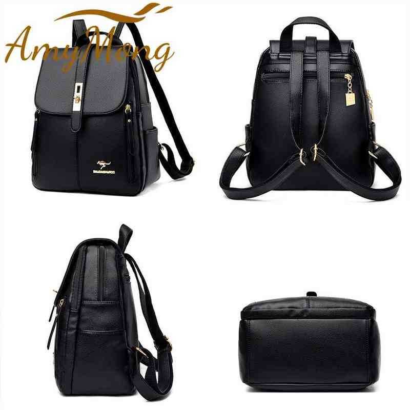 Large Capacity Backpack Purses Women High Quality Leather Female Vintage Bag School Bags Travel Bagpack Ladies Bookbag Rucksack 202211