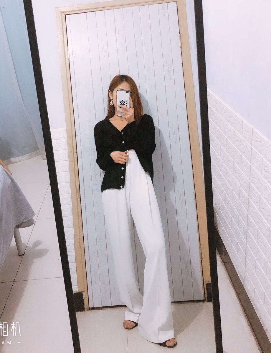 Philosoohy Wonder Casual Solid Pants For Women High Waist Zipper Pocket Big Large Size Long Wide Leg 210510