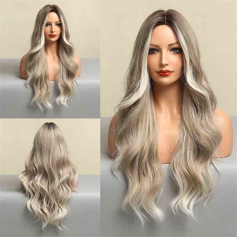 split Fashion large medium wave and thin natural mixed color light gray full head wig female wigs, Lc5118
split Fashion large medium wave and thin natural mixed color light gray full head wig female wigs, Lc5118