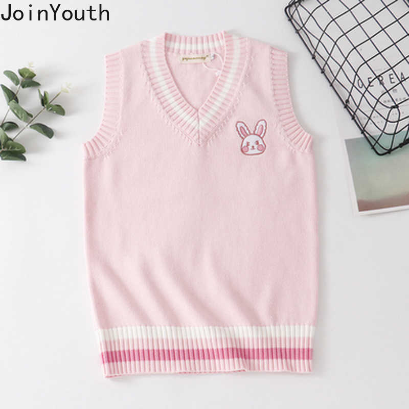 Joinyouth Japanese Sweaters Vest Women Embroidery Cartoon Knit Pullovers Tank Casual Waistcoat Top Female Korean Fashion Sweater 210918