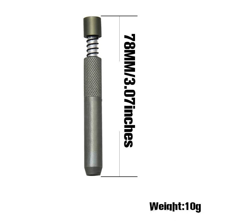 Portable Metal Smoking Pipes One Hitter Bat Spring Pipe 78MM Aluminum Snuff Snorter Tube Cigarette RRD7082 Free shipping