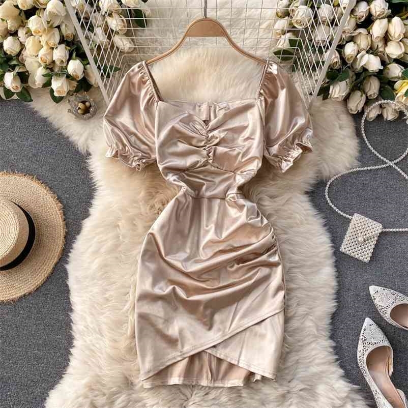 Women Puff Sleeve Pleated Irregular Dress Solid Color Square Collar High Waist Fashion Spring Summer 11B313 210525, Khaki
Women Puff Sleeve Pleated Irregular Dress Solid Color Square Collar High Waist Fashion Spring Summer 11B313 210525, Khaki