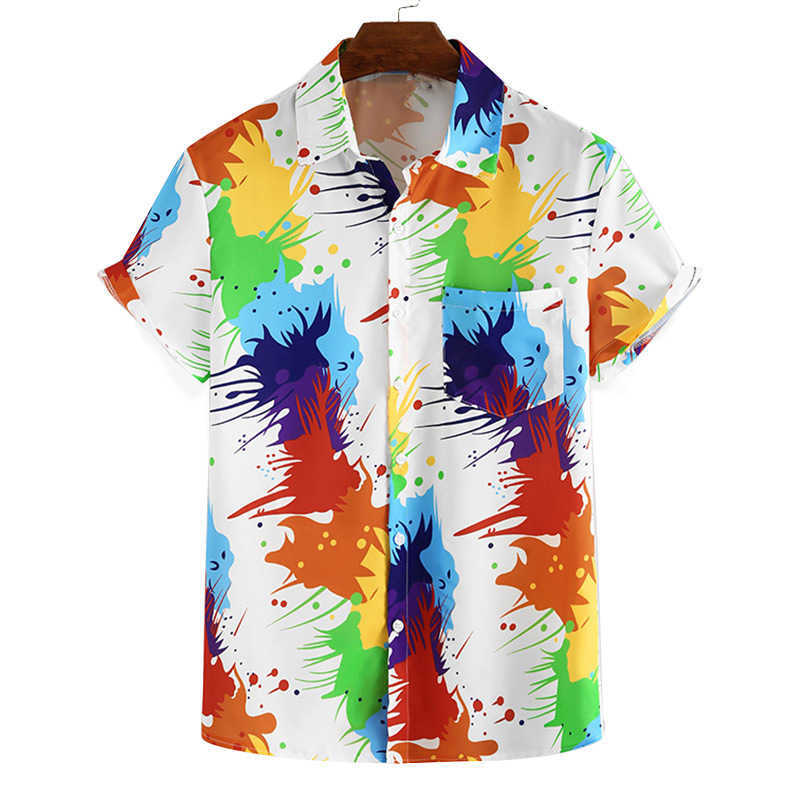 Men Hawaiian Shirt Short Sleeve Lapel Colorful Ink Printed Blouse Summer Chest Pocket Vacation Breathable Shirts 210527, Flower
Men Hawaiian Shirt Short Sleeve Lapel Colorful Ink Printed Blouse Summer Chest Pocket Vacation Breathable Shirts 210527, Flower