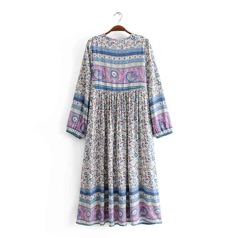 beauty Holiday Chic Floral Print Maxi Dress Women Bohemian Fashion Loose Long Dresses Female Vestido De Moda 210514