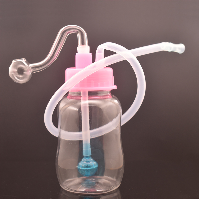 Plastic Acrylic Oil Burner Water Bong 10mm oil burner pipes thick Clear pipe small Bubbler Bong MiNi s vs glass bong