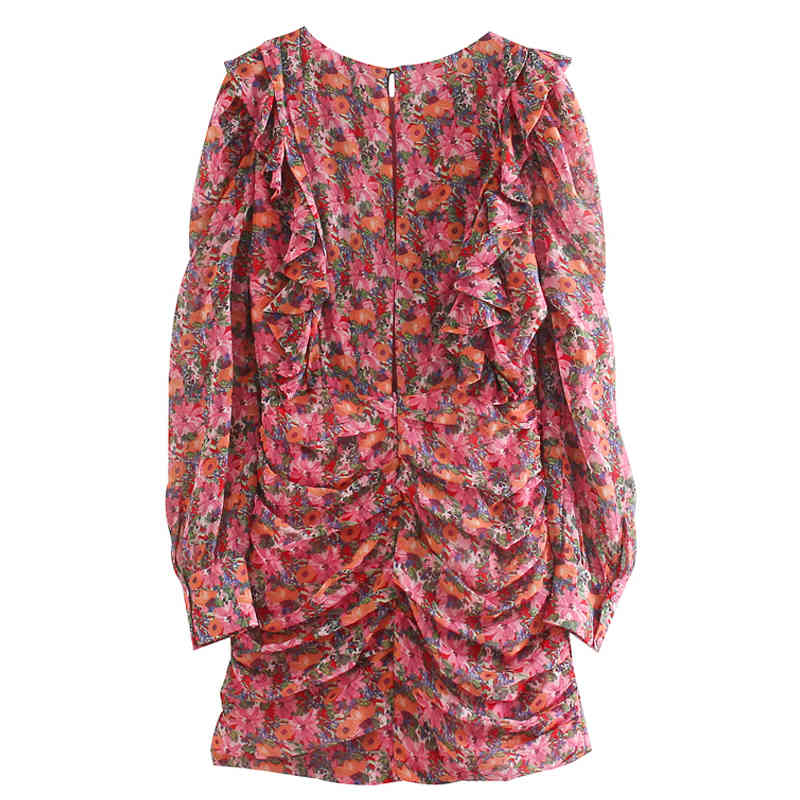 Elegant Ral Chiffon | Long Sleeve Round Neck Slim Fit Hip Women's Summer Dress