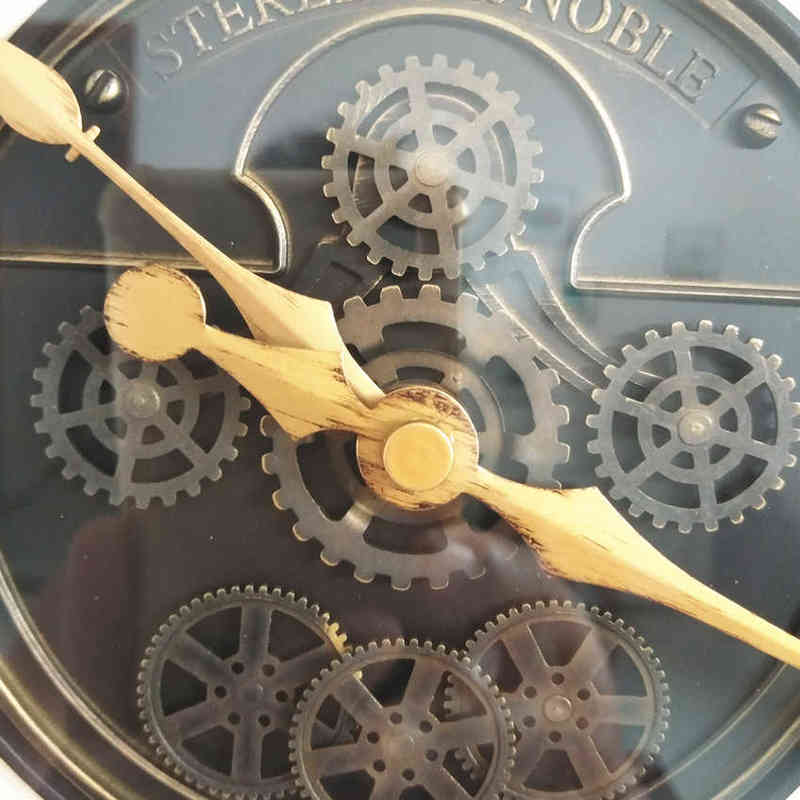 Home Living Room Decor Vintage Wall Clock Pendulum Wall Watch Antique Ornament Gear Pattern Metal Mute Quartz Bedroom Decoation H1230