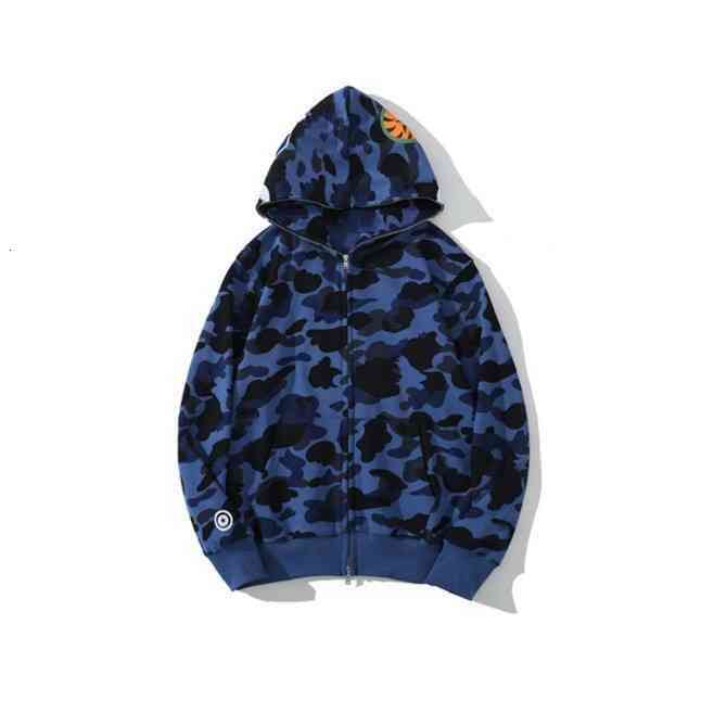 Fashion mens shark hoodie Embroidery Teenager Blue Pink Bathing Black APE Male Tide Men 's Couples camouflage Drake Ovo Jackets S-3XL