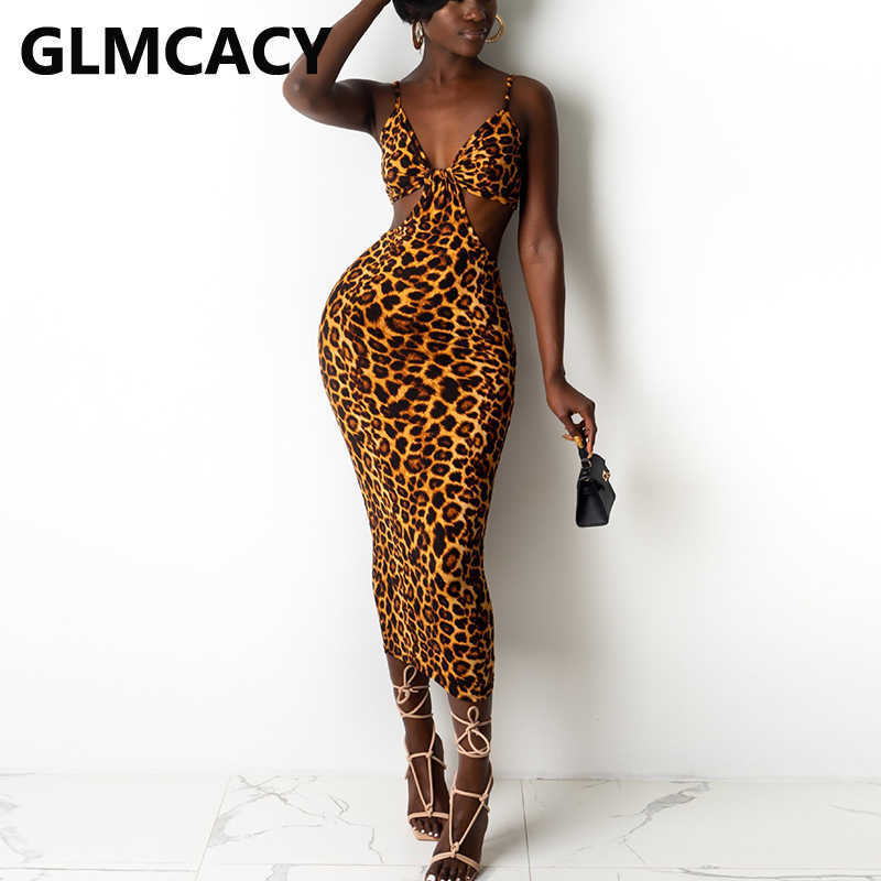 Spaghetti Strap Animals Printed Maxi Dress Evening Party Sexy Dresses Vestidos 210702