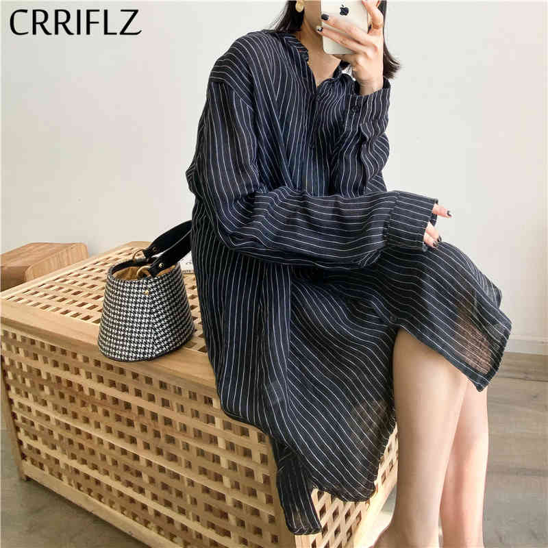 Autumn Casual Loose Linen Striped Dress Women Full Sleeve Turn-down Collar Knee-length Shirt CRRIFLZ 210520, Khaki
Autumn Casual Loose Linen Striped Dress Women Full Sleeve Turn-down Collar Knee-length Shirt CRRIFLZ 210520, Khaki