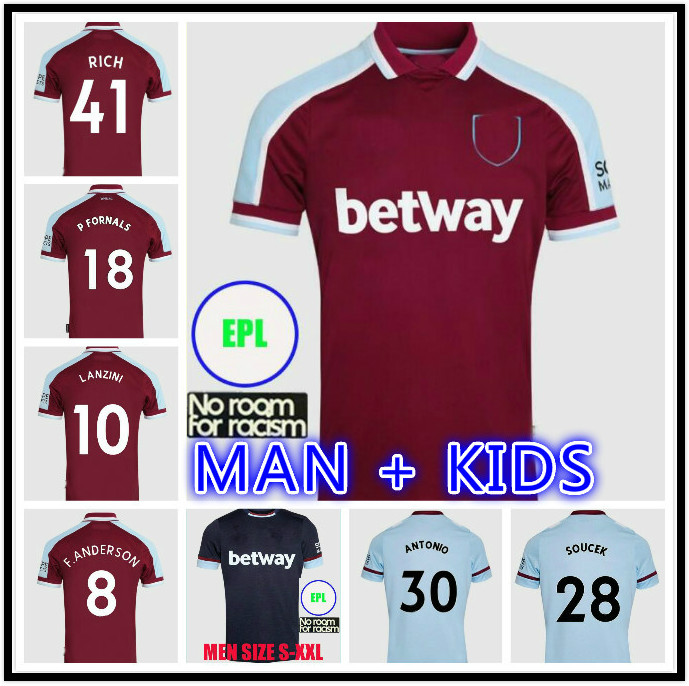 Top thailand 21 22 WEST soccer jersey 2021 2022 ANTONIO HAM LANZINI UNITED RICE BENRAHMA NOBLE football shirt men + kids kit sets
Top thailand 21 22 WEST soccer jersey 2021 2022 ANTONIO HAM LANZINI UNITED RICE BENRAHMA NOBLE football shirt men + kids kit sets