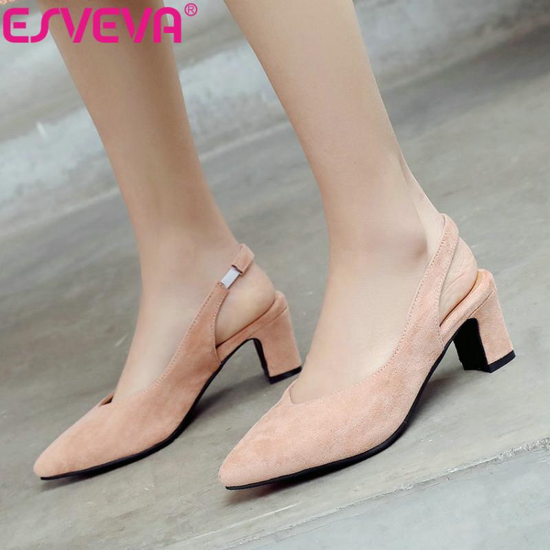 Dress Shoes ESVEVA 2021 Women Pumps Pointed Toe Sandals Square High Heels Spring Shallow Flock Summer Slip On Size 34-43, Black
Dress Shoes ESVEVA 2021 Women Pumps Pointed Toe Sandals Square High Heels Spring Shallow Flock Summer Slip On Size 34-43, Black