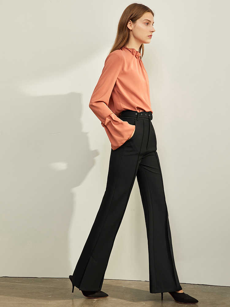 High Waist Trousers Autumn Winter Women Casual Solid Zipper Loose Elegant Female Long Pants 11940429 210527