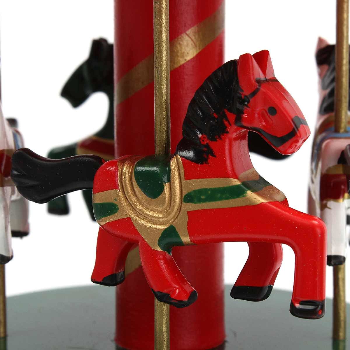 Wooden Carousel Music Box Horse Merry-Go-Round Carousel Classical Musical Case Theme Kids Children Room Decor Toys Gifts 210319