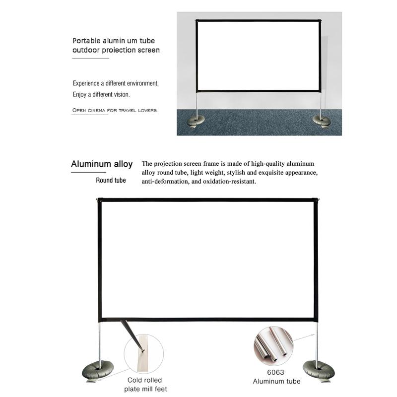 Portable Projector Screen With Stand 100inch 120inch 16:9 HD Foldable Movies For Home Theater Backyard Cinema Camping Projection Screens