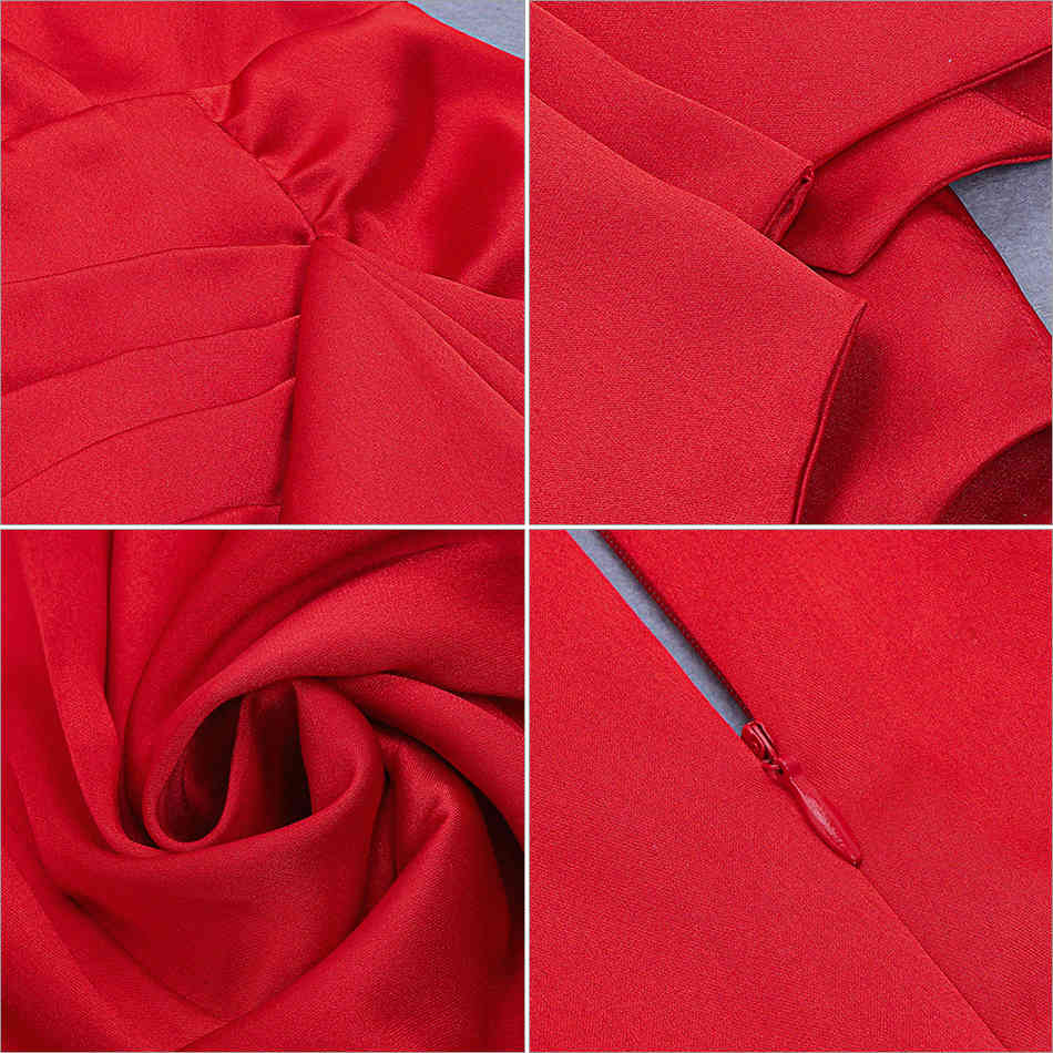 Summer Red Long Sleeve Dress For Women Sexy Deep V Neck Mini Celebrity Evening Runway Club Party Ladies Dresses 210423