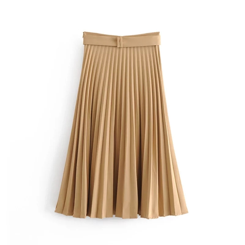 Winter high waist pleated skirts woemns long Casual office work belt black korean maxi plissee 210521