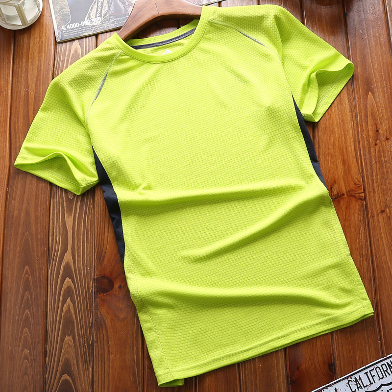 04 Outdoor short-sleeved soccer Jersey summer sports T-shirt quick-drying men's tops fitness clothes, Black;yellow