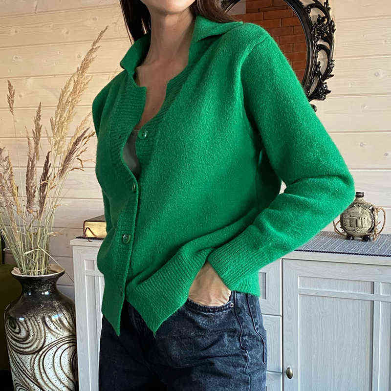 Colorfaith Women's Autumn Winter Sweater Fashionable Elegant Oversized Buttons Cardigans Short Vintage Tops SWC1514JX 211117