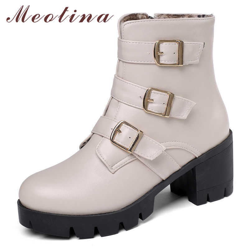 Meotina Winter Motorcycle Boots Women Boots Buckle Square High Heel Ankle Boots Zipper Round Toe Shoes Lady Fall Big Size 34-45 210608, Black
Meotina Winter Motorcycle Boots Women Boots Buckle Square High Heel Ankle Boots Zipper Round Toe Shoes Lady Fall Big Size 34-45 210608, Black