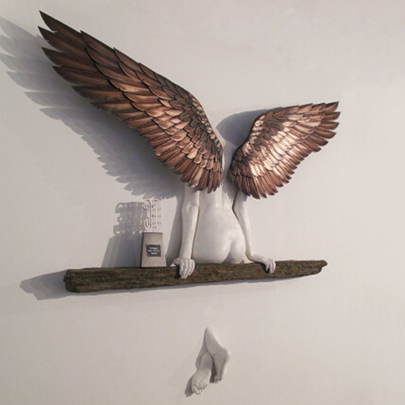 Art Sculpture Wall 3D for Living Room Bedroom Decoration Home Decor Garden Statue Artwork Angel Wings SD 2103265284442