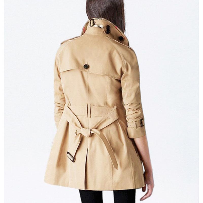 Women's Trench Coats High Quality Coat Women 2024 Spring Autumn Windbreaker Fashion Double Breasted Belt Short Solid Color Overcoat