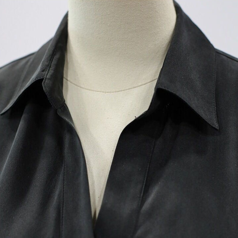 Minimalist Short Black Shirt For Women Lapel Long Sleeve Casual Blouse Female Fashion Clothing Spring 210524