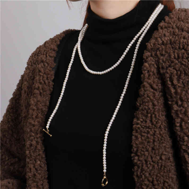 4 ~ 5mm Near Round Bright Pearl Chain Natural Versatile Necklace Female Freshwater Sweater
