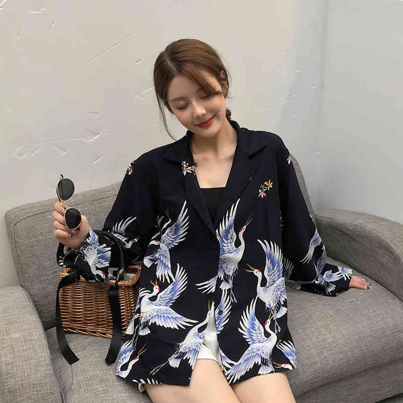 Vintage Printed Women Blouses Long Sleeve Shirts Blusas Mujer De Moda Print Chiffon Ladies Loose Femme Top 9961 210506