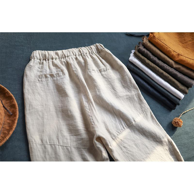 Arrival Spring Summer Women Loose Solid Cotton Linen Anklelength Pants Allmatched Casual Harem Plus Size S987 210512